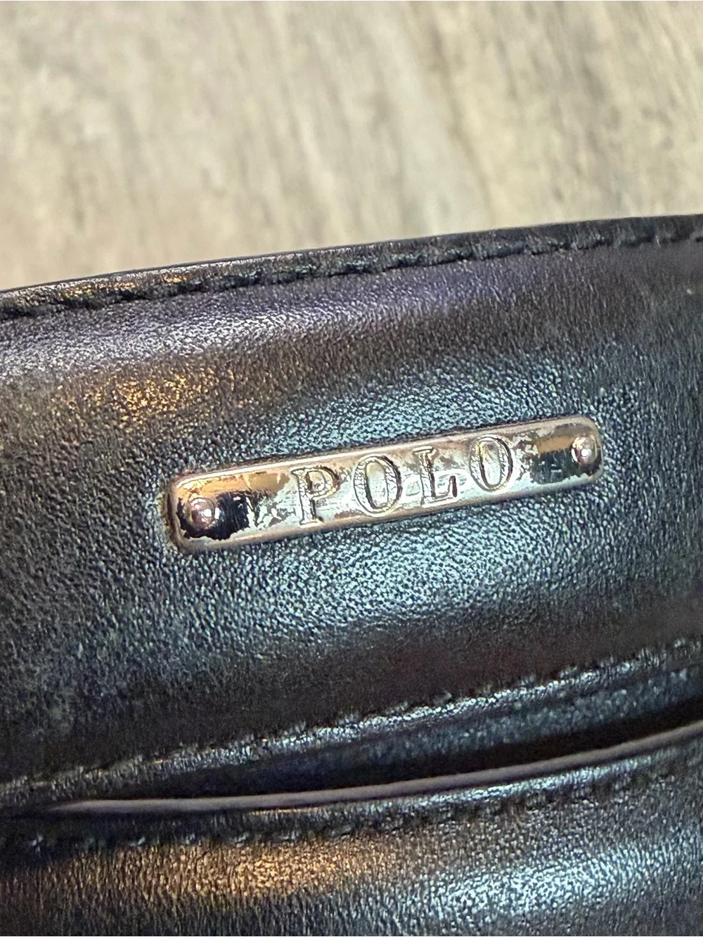 Polo Ralph Lauren Genuine Italian Leather Black Belt 36/95 Leather Metal Plate